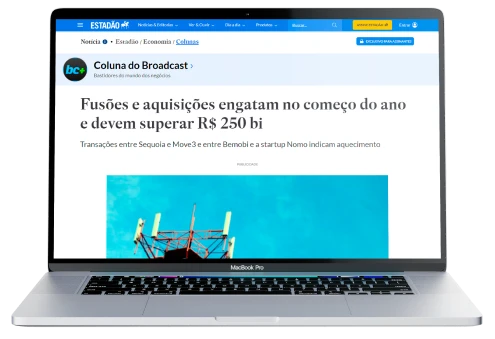 Articuladores de Negócios - Notebook com print de uma notícia